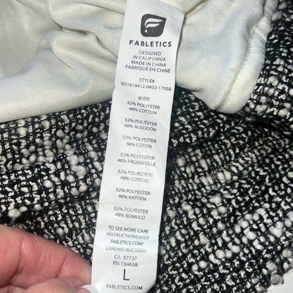 Fabletics Black & White Hoodie Dress Women’s Large Polyester Cotton Casual Style - Picture 8 of 10